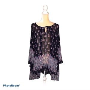 Pink Coconut Boutique Semi-sheer Navy Blouse
